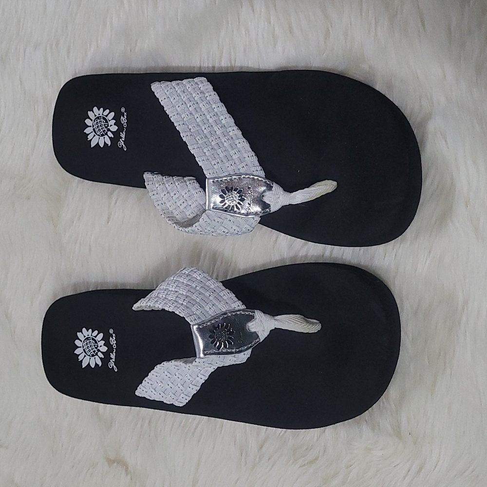 Yellow Box White Flip Flops